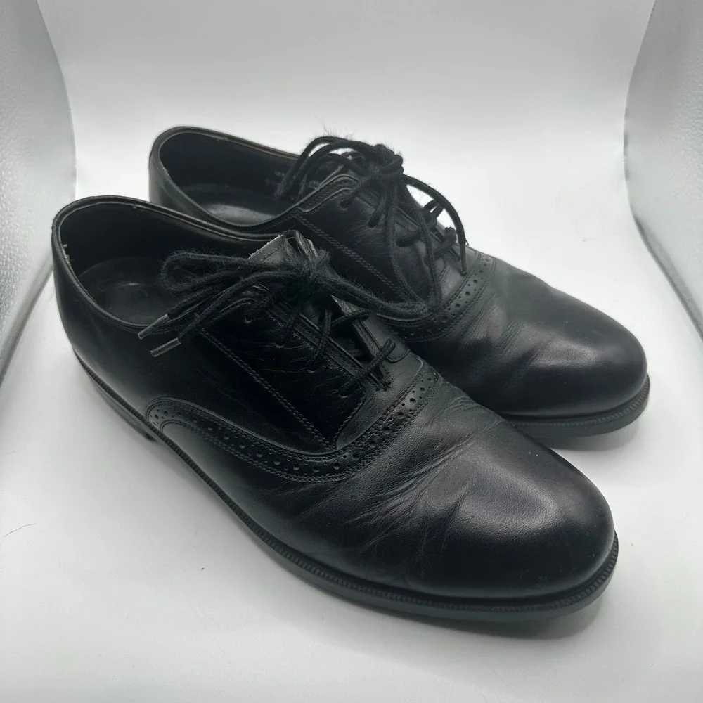 Clarks Air Comfort Mens Black Leather Wingtip Oxford Dress Shoes Size 9.5 M
